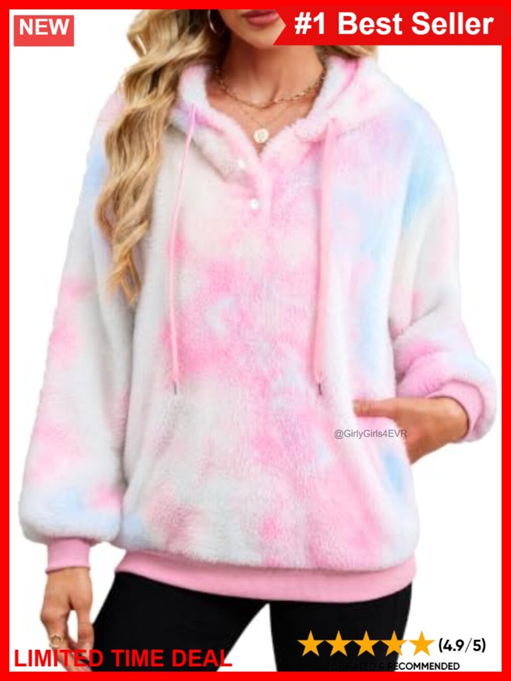 Sherpa Fleece Hoodie Pullover Fuzzy Winter Sweatshirt with Pockets